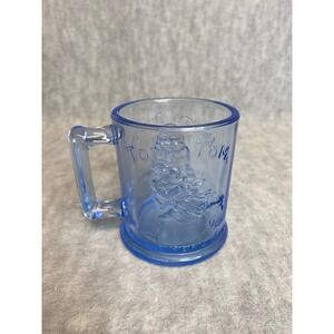 Vintage Blue Glass Fairy Tale Mug‎ Humpty Dumpty Tom Tom Nursery Rhyme Cup
